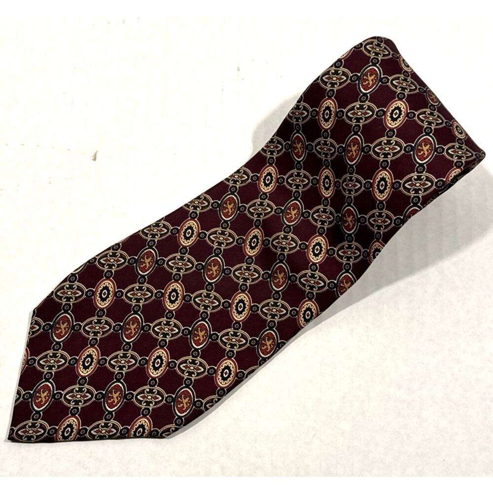 VTG Tommy Hilfiger REPP Necktie Silk Foulard Medallion Made in USA 59"x4" Tie